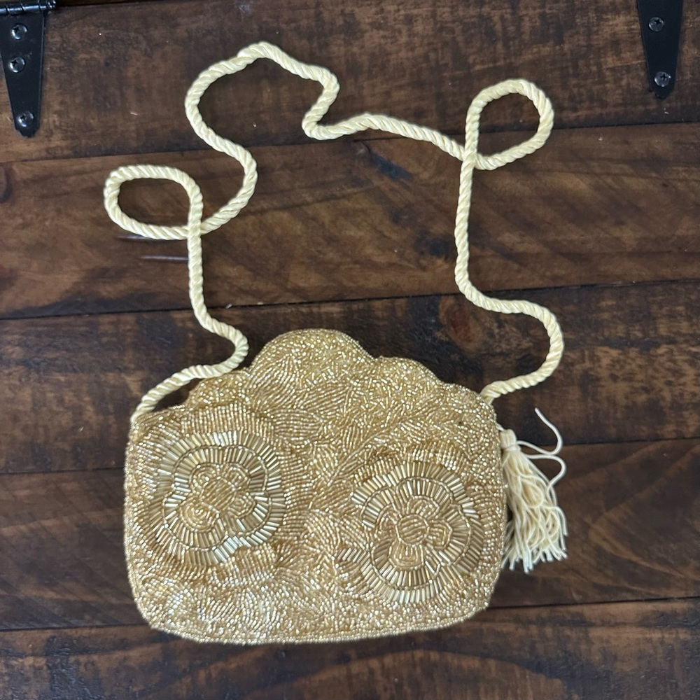 Vintage Elegant Gold Beaded Women's Bag